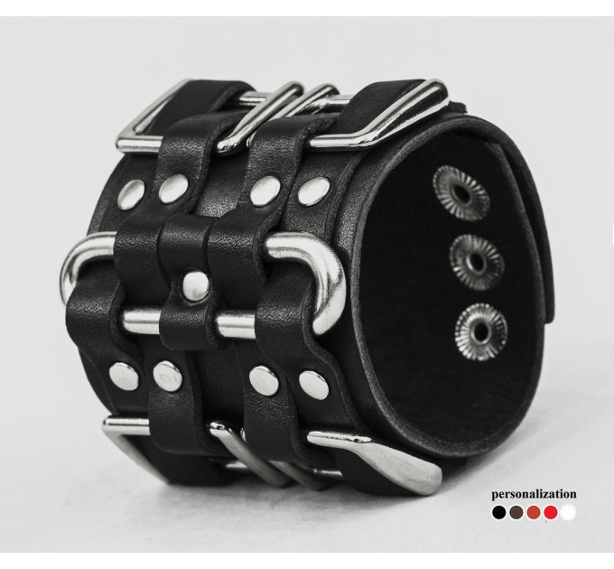 Leather cuff bracelet for men or women, code 3418