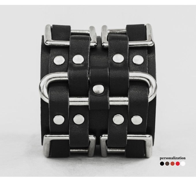 Leather cuff bracelet for men or women, code 3418