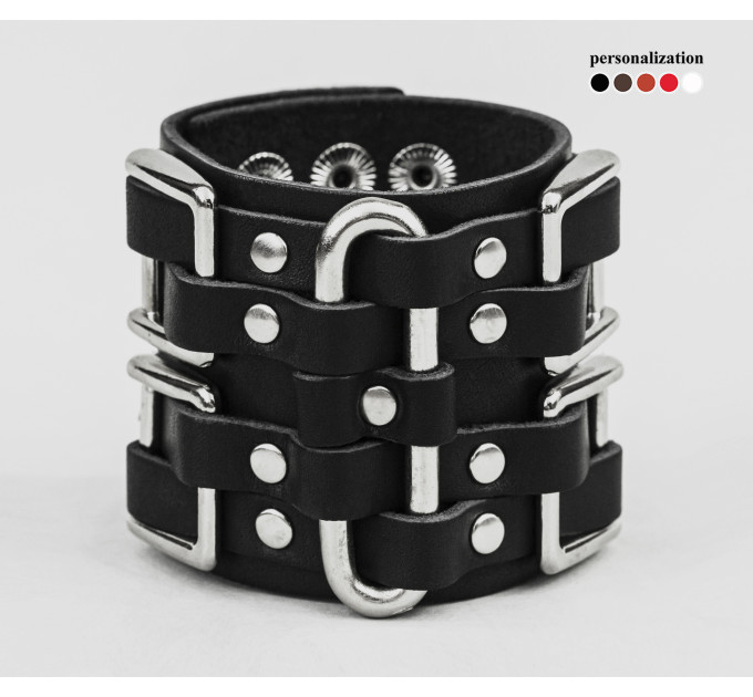 Leather cuff bracelet for men or women, code 3418