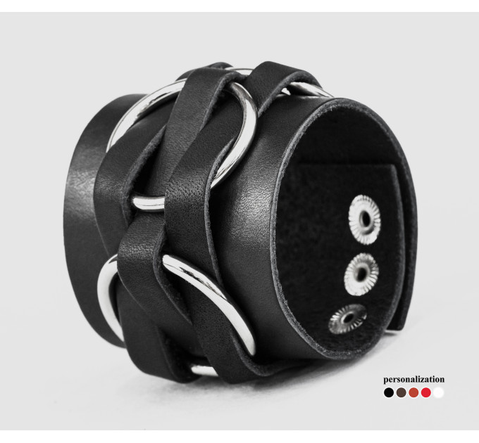Leather cuff bracelet for men or women, code 3420