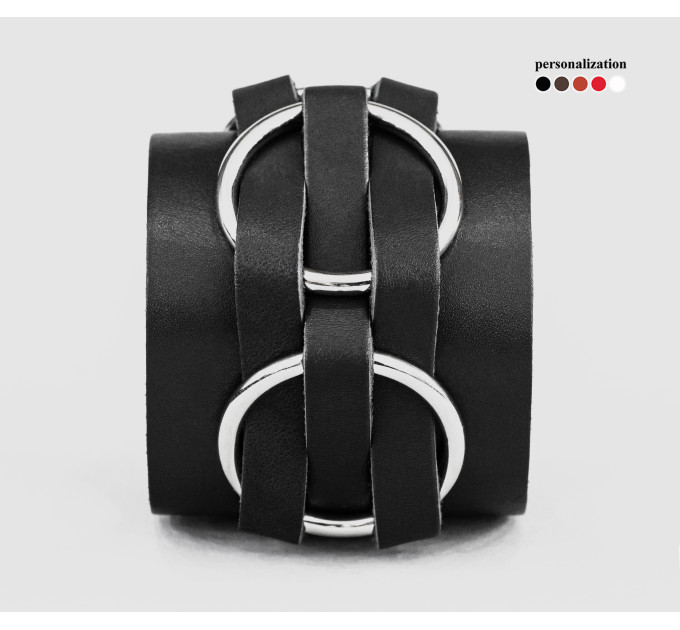 Leather cuff bracelet for men or women, code 3420