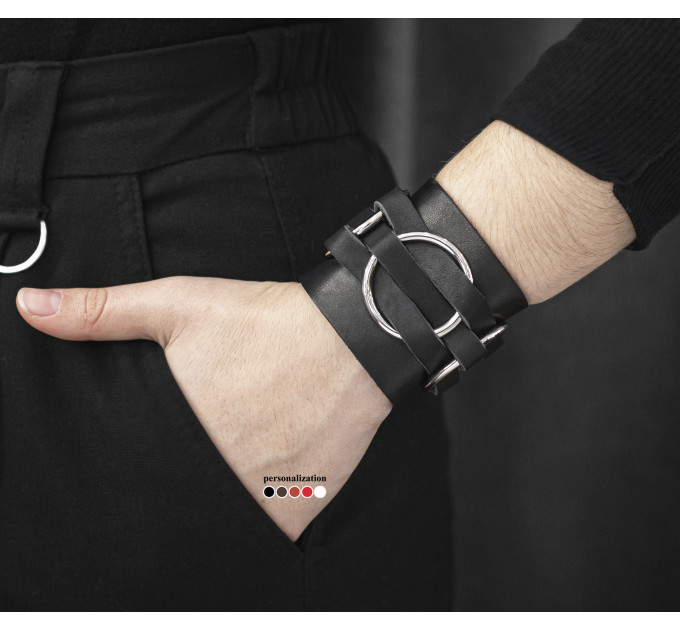 Leather cuff bracelet for men or women, code 3420