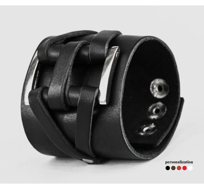 Leather cuff bracelet for men or women, code 3430