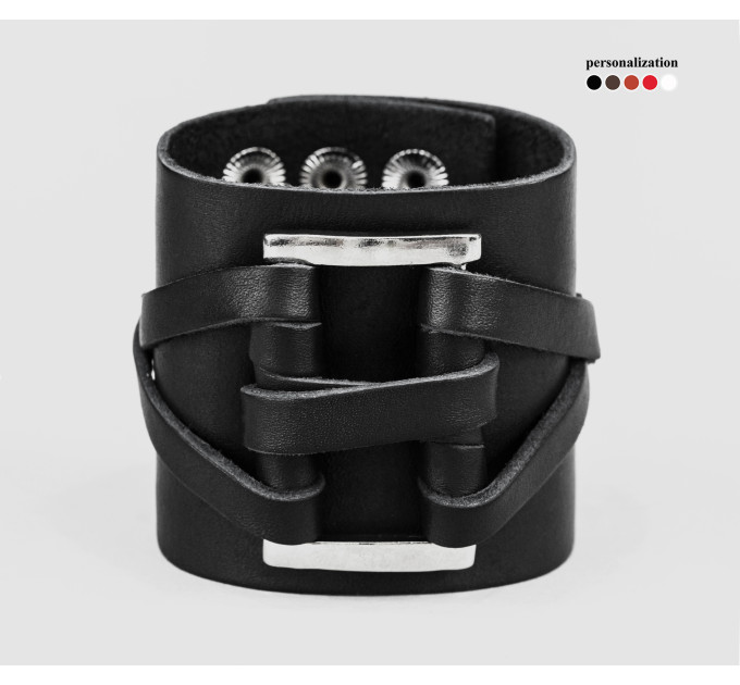 Leather cuff bracelet for men or women, code 3430