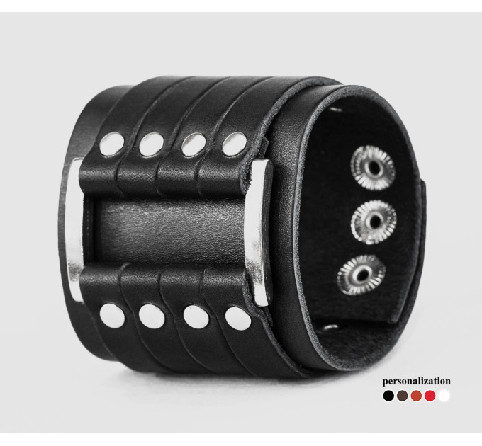 Leather cuff bracelet for men or women, code 3450