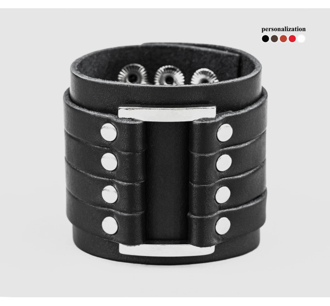 Leather cuff bracelet for men or women, code 3450