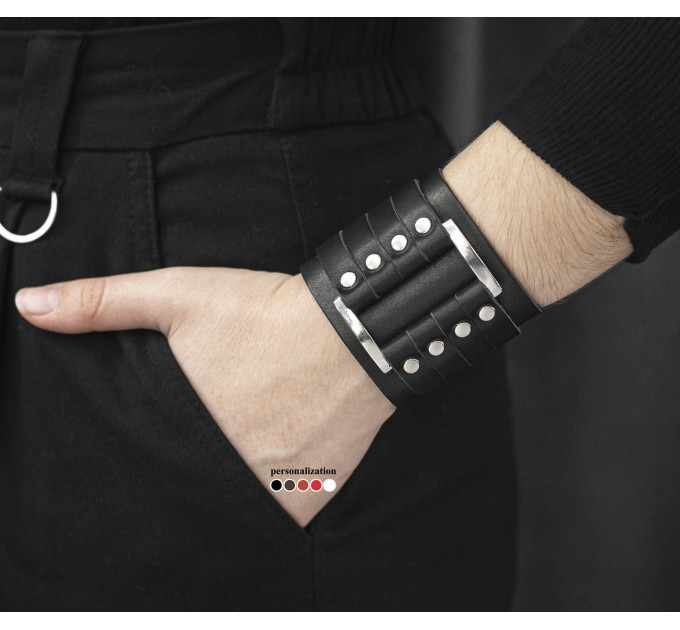 Leather cuff bracelet for men or women, code 3450