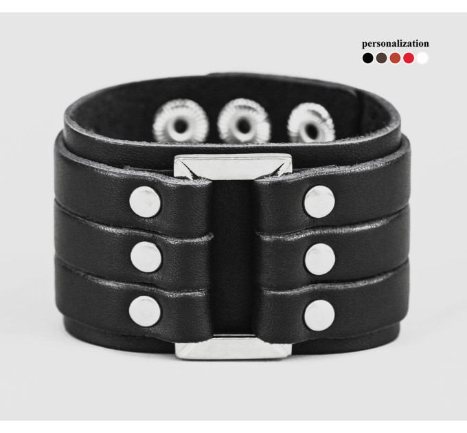Leather cuff bracelet for men or women, code 3452