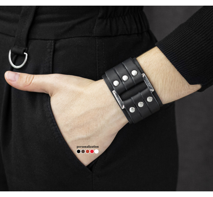 Leather cuff bracelet for men or women, code 3452