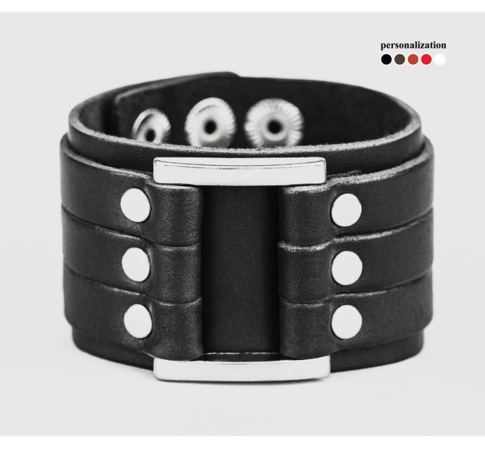 Leather cuff bracelet for men or women, code 3454