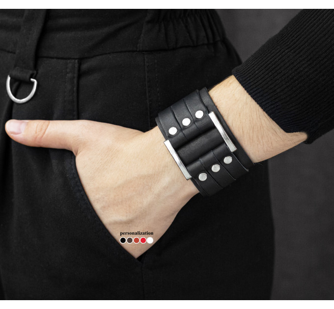 Leather cuff bracelet for men or women, code 3454