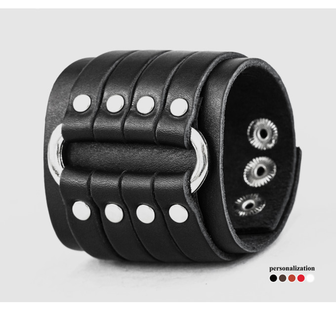 Leather cuff bracelet for men or women, code 3460