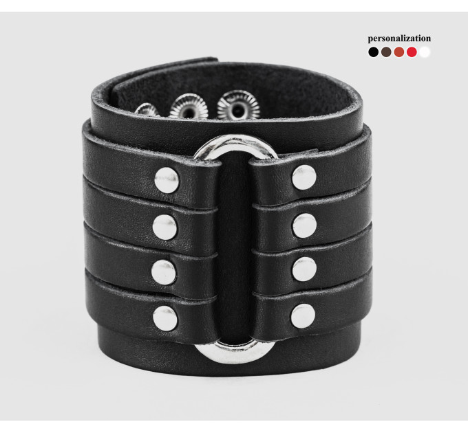 Leather cuff bracelet for men or women, code 3460