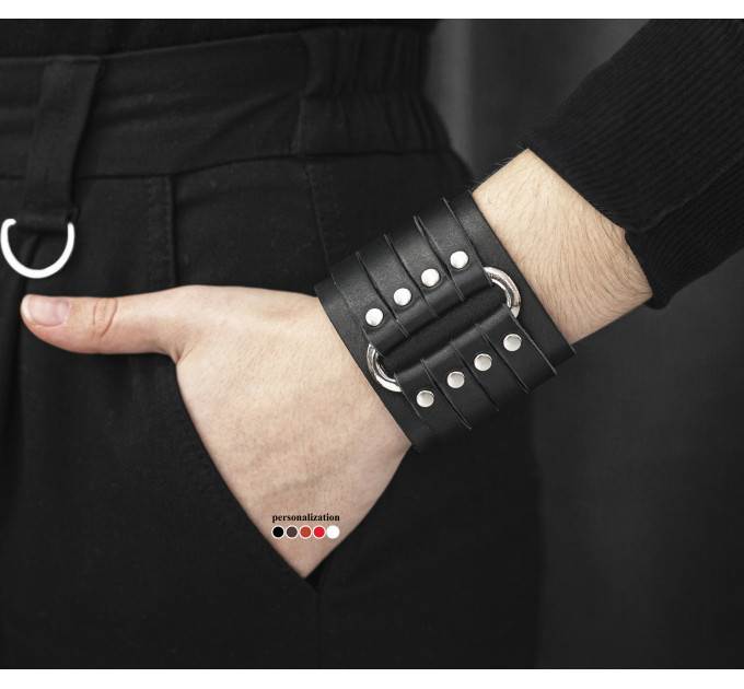 Leather cuff bracelet for men or women, code 3460