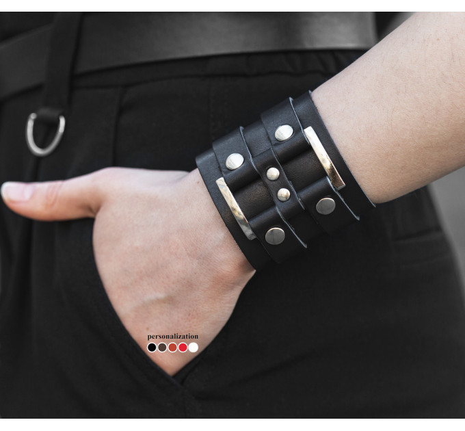 Leather cuff bracelet for men or women, code 3470
