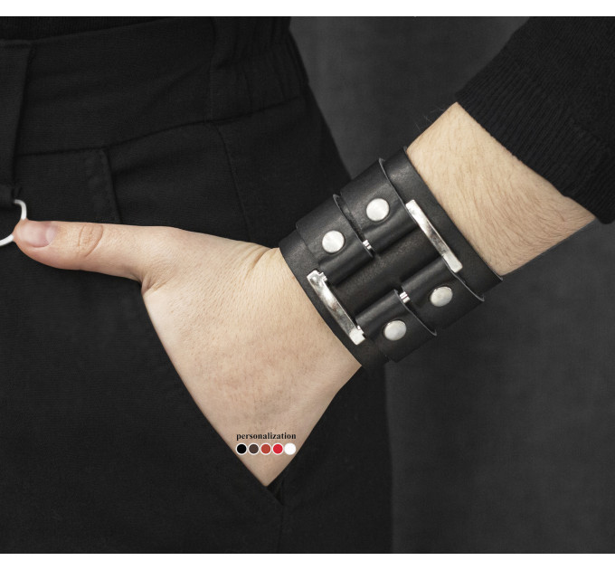 Leather cuff bracelet for men or women, code 3475