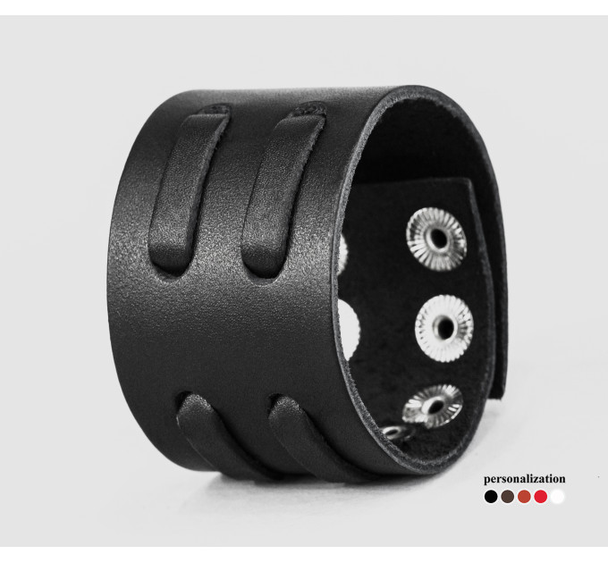 Leather cuff bracelet for men or women, code 3510