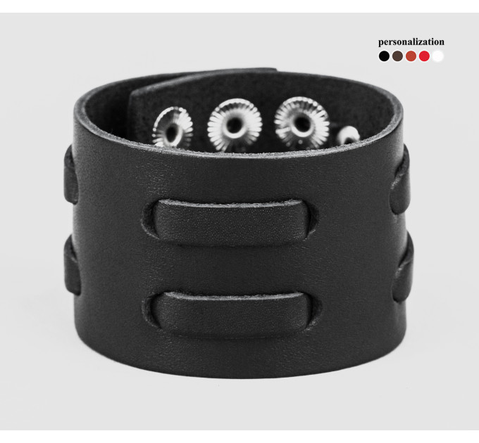 Leather cuff bracelet for men or women, code 3510