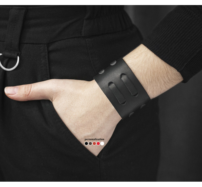 Leather cuff bracelet for men or women, code 3510