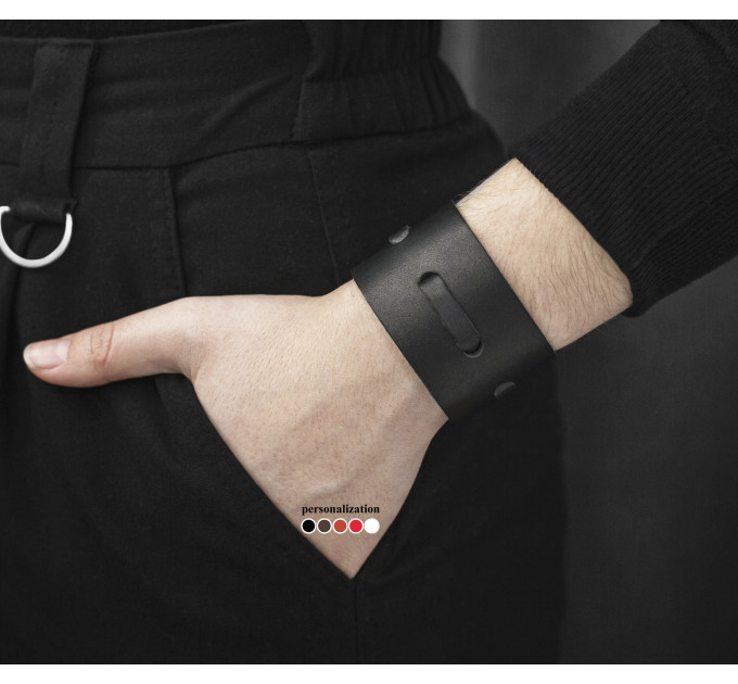 Leather cuff bracelet for men or women, code 3511