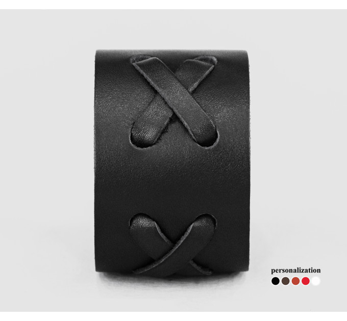 Leather cuff bracelet for men or women, code 3512