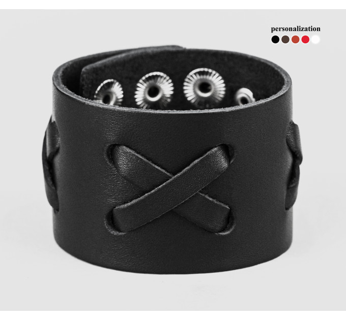 Leather cuff bracelet for men or women, code 3512