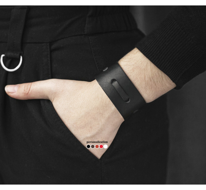Leather cuff bracelet for men or women, code 3521