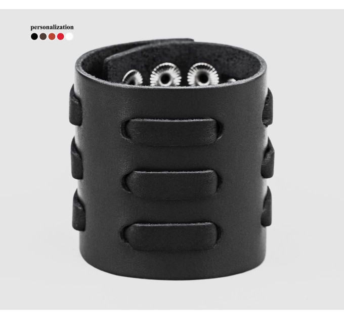 Leather cuff bracelet for men or women, code 3525
