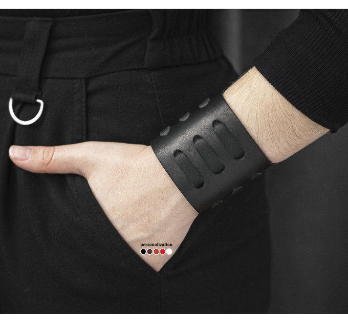 Leather cuff bracelet for men or women, code 3525