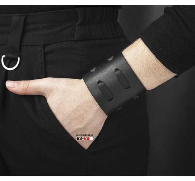 Leather cuff bracelet for men or women, code 3526