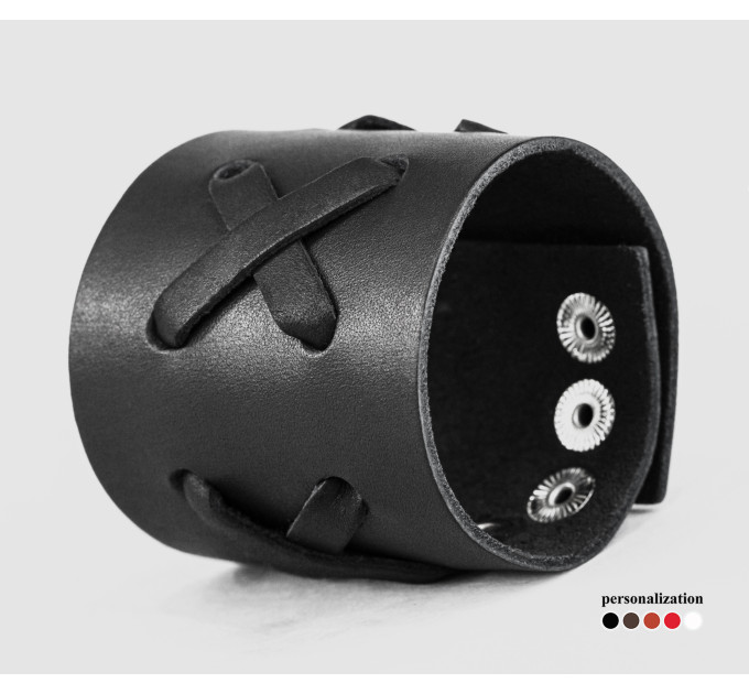 Leather cuff bracelet for men or women, code 3527