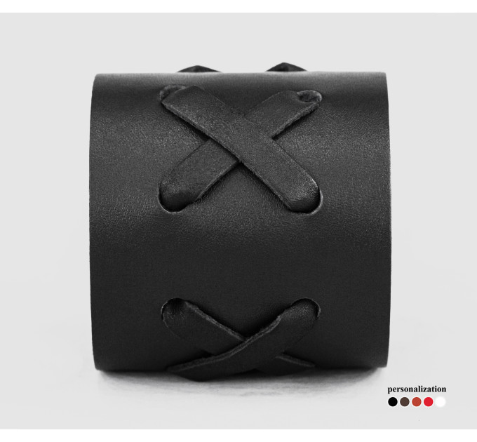 Leather cuff bracelet for men or women, code 3527