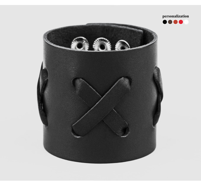 Leather cuff bracelet for men or women, code 3527
