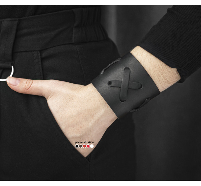 Leather cuff bracelet for men or women, code 3527