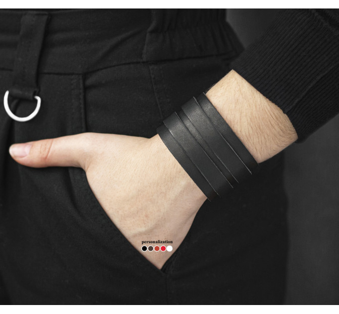 Leather cuff bracelet for men or women, code 3534