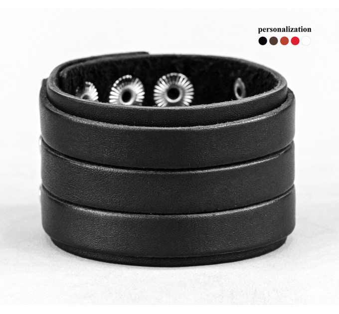 Leather cuff bracelet for men or women, code 3535