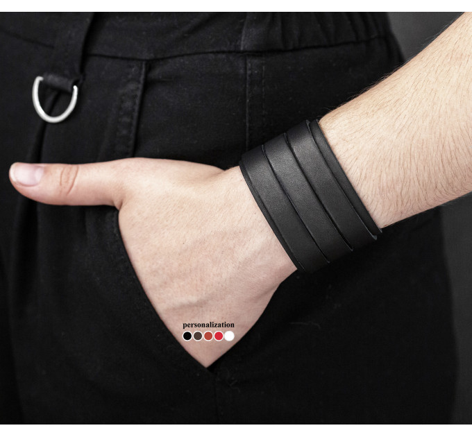 Leather cuff bracelet for men or women, code 3535