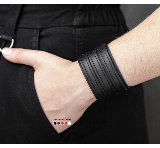 Leather cuff bracelet for men or women, code 3535st