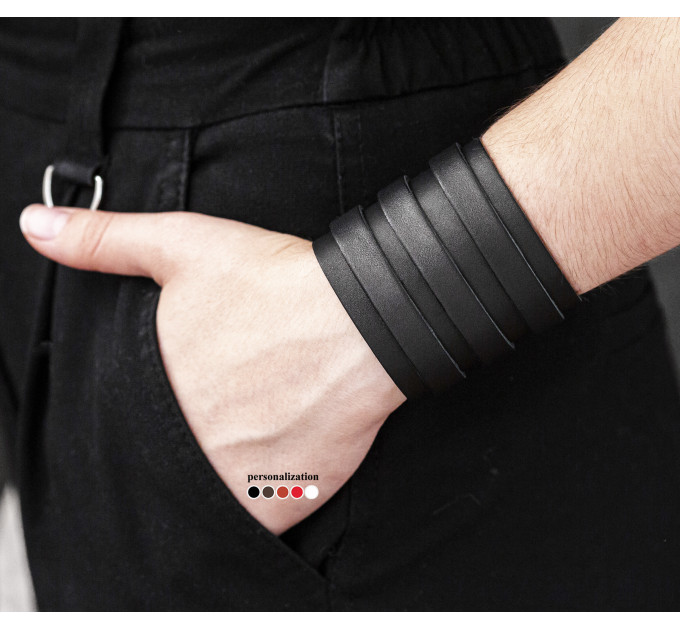 Leather cuff bracelet for men or women, code 3536