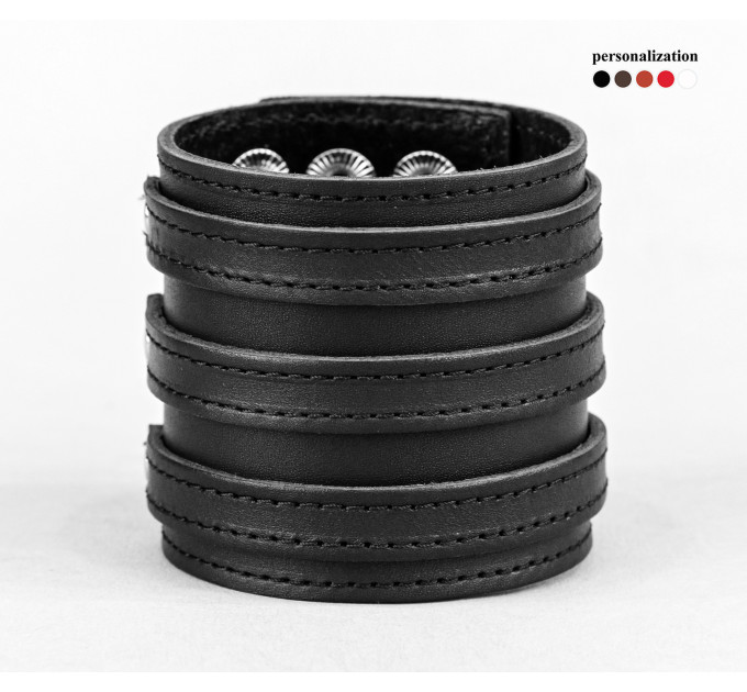 Leather cuff bracelet for men or women, code 3536st