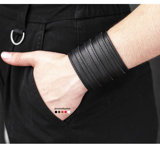 Leather cuff bracelet for men or women, code 3536st