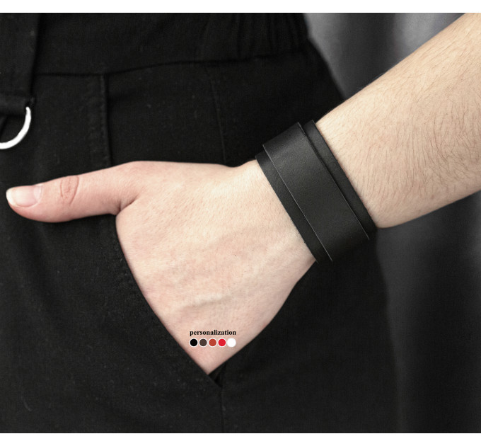 Leather cuff bracelet for men or women, code 3543