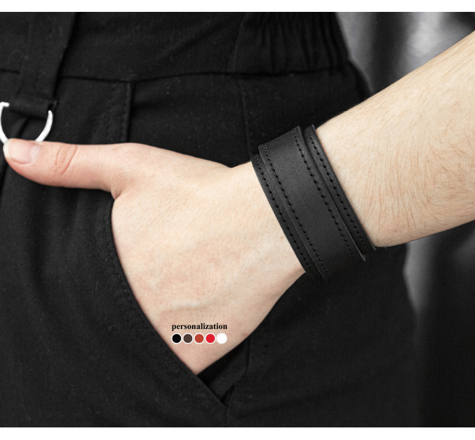 Leather cuff bracelet for men or women, code 3543st