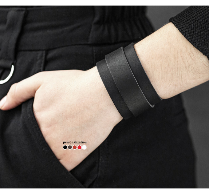 Leather cuff bracelet for men or women, code 3544