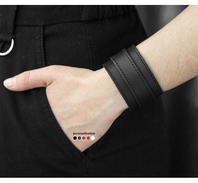 Leather cuff bracelet for men or women, code 3544st