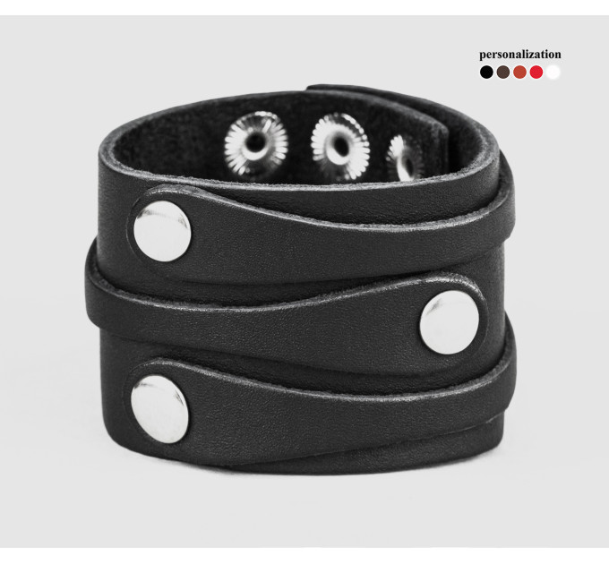 Leather cuff bracelet for men or women, code 3553