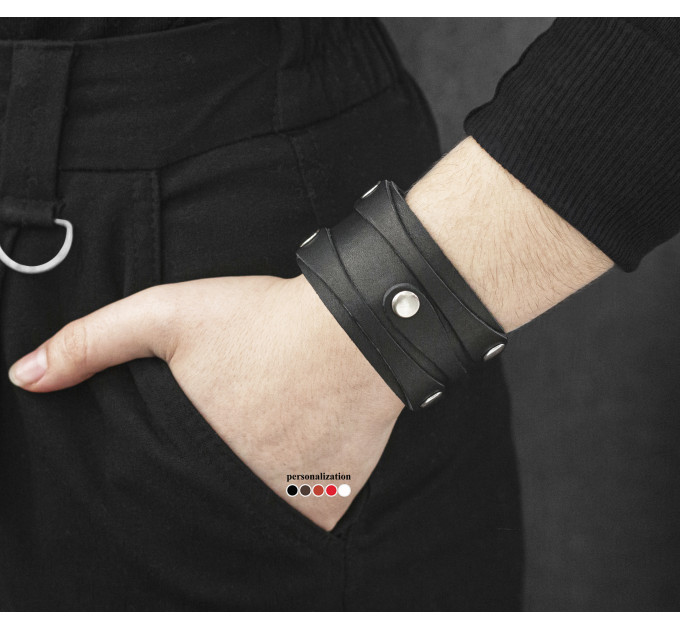 Leather cuff bracelet for men or women, code 3553