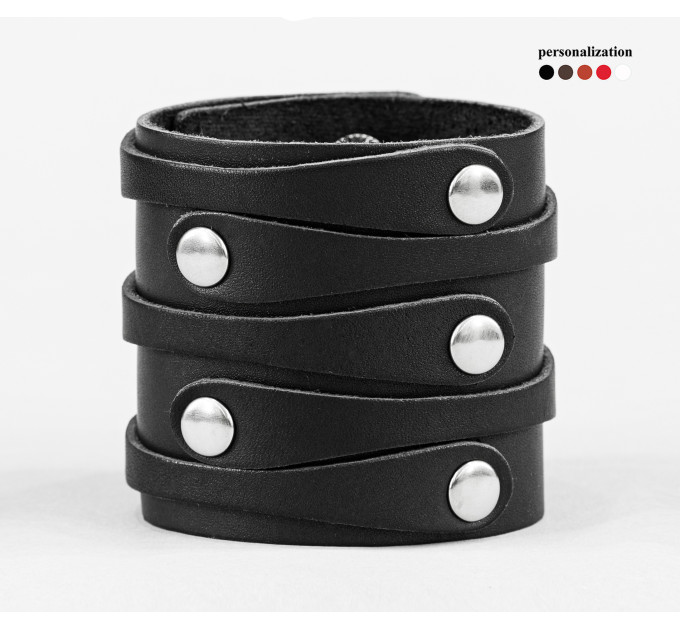 Leather cuff bracelet for men or women, code 3554