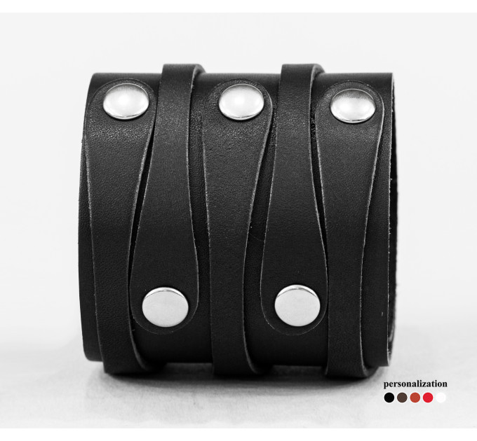 Leather cuff bracelet for men or women, code 3554