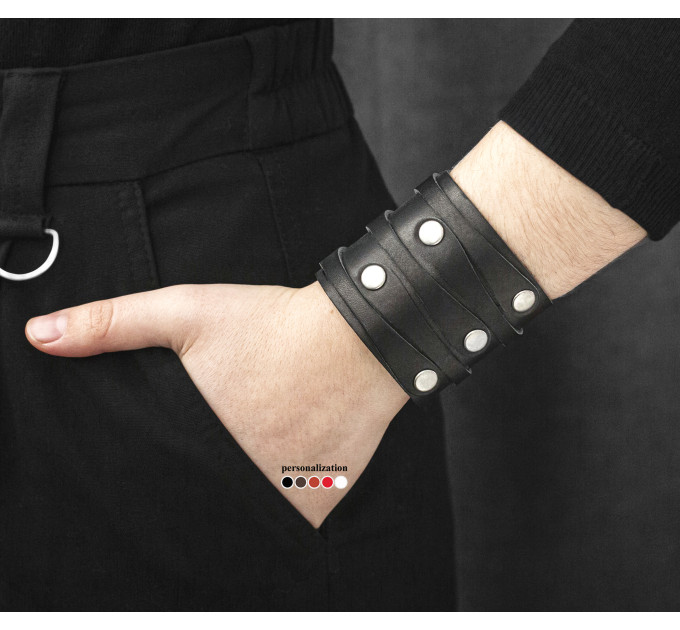 Leather cuff bracelet for men or women, code 3554